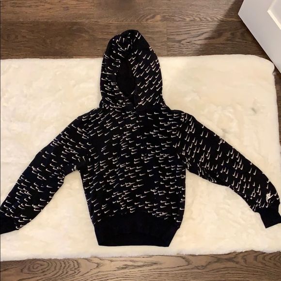 Nike black all over check mark hoodie size XS - Picture 2 of 10